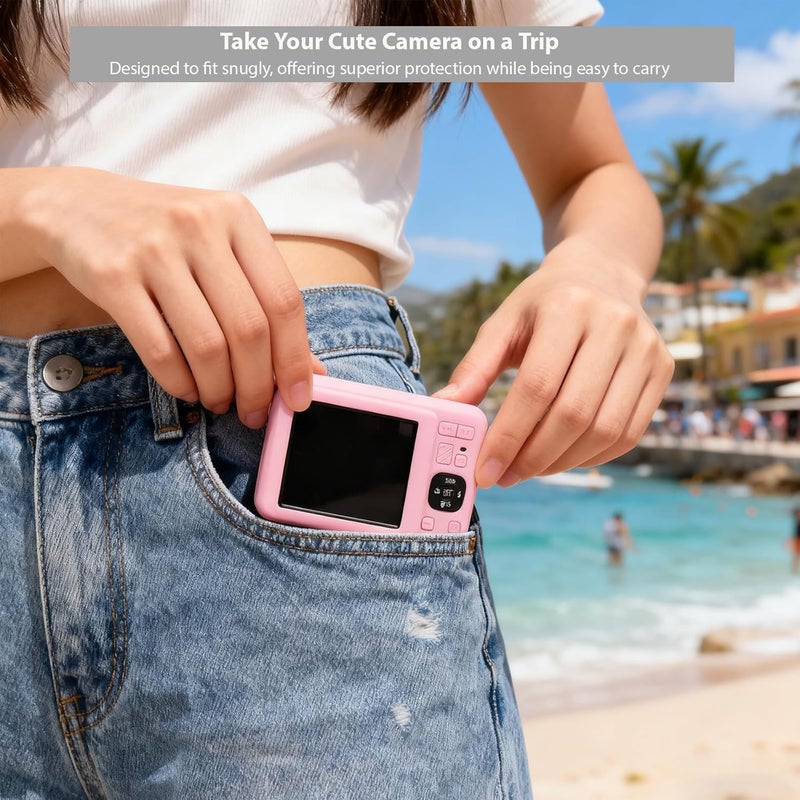 Frevyve Case for Kodak PIXPRO FZ55 Digital Camera Accessories, Soft Silicone Protective Case, Slim Fit Sleeve with Removable Lens Cover and Screen Protector, Lightweight, Anti-Scratch (Pale Pink) - Image 5